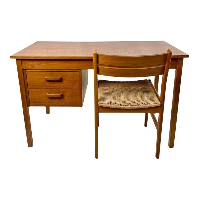 1970s Danish Teak Desk With Chair