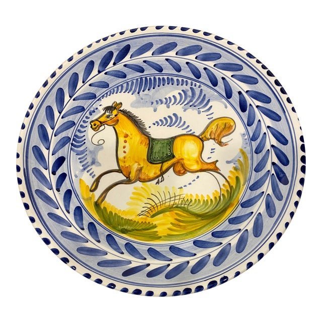 Vintage Spanish Majolica Equestrian Horse Charger Plate