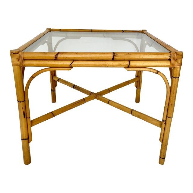 Vintage Bamboo Square Dining Game Table