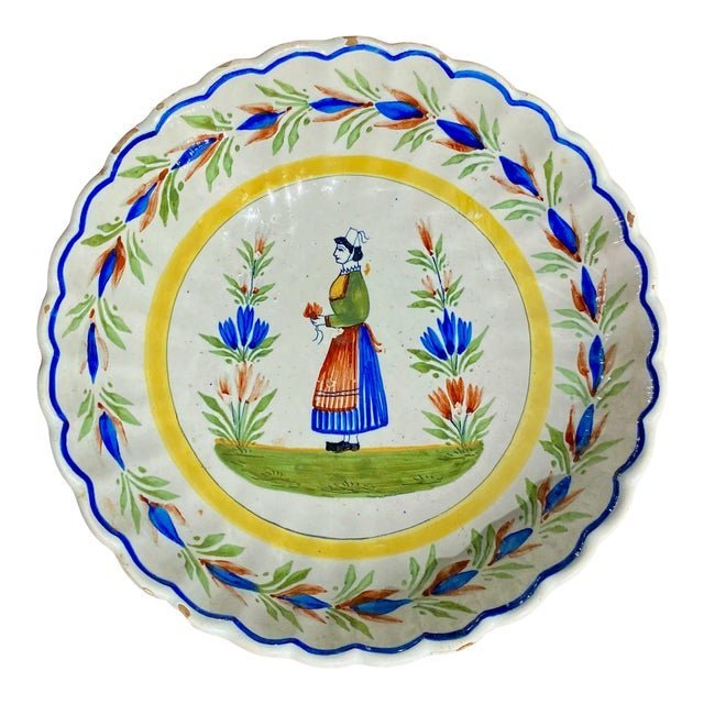 1970s Henriot Quimper Fluted Faience Bowl