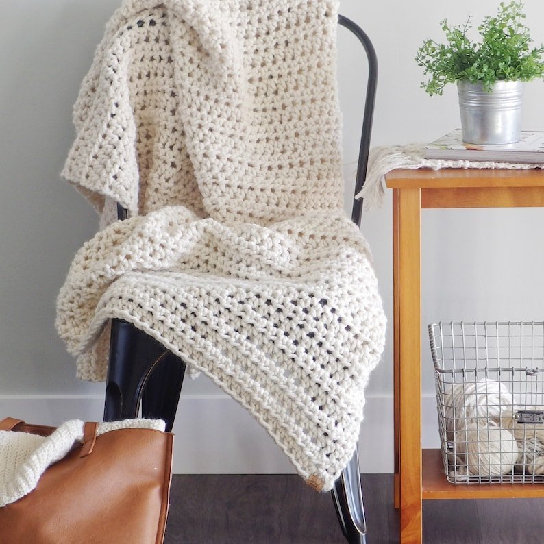 Chunky Crochet Blanket Pattern by twistedarrowcrochet