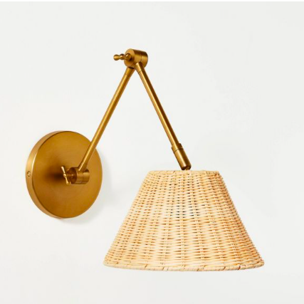 Rattan Wall Sconce Brass