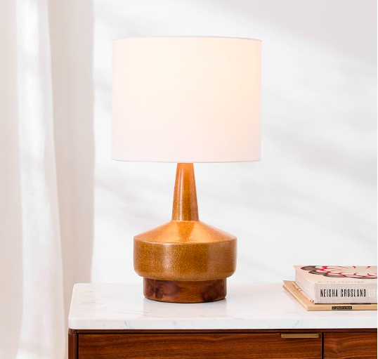Wood &amp; Ceramic Table Lamp (22")