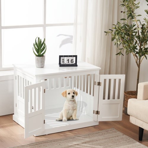 Furniture Style Dog Crate End Table With Double Doors