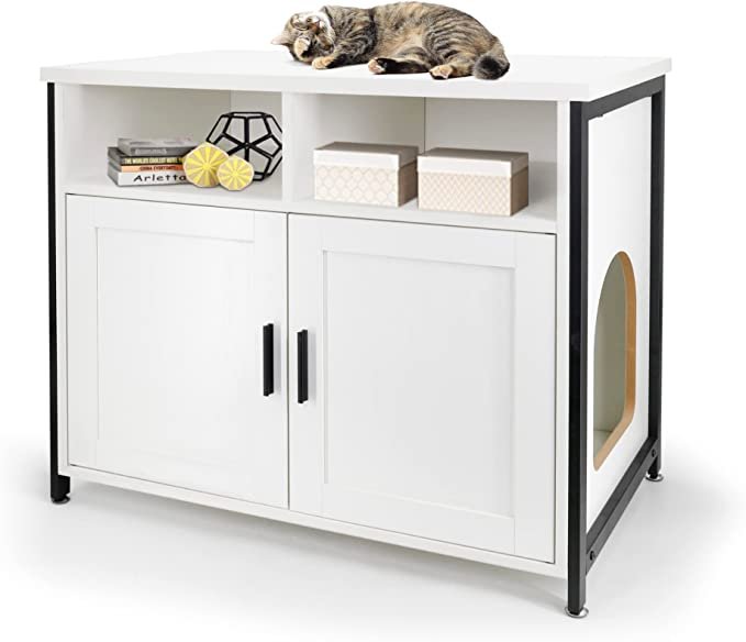 Cat Litter Box Enclosure Iron &amp; Wood Furniture