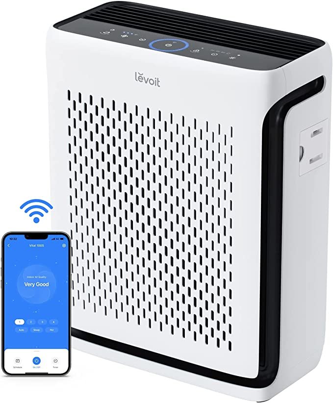 LEVOIT Smart Air Purifier for up to 1110 Ft² with Air Quality and Light Sensors, H13 True HEPA Washable Filter