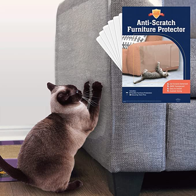 Cat Scratch Furniture Protector - Pack of 6, Adhesive Clear 17 x 12 inch