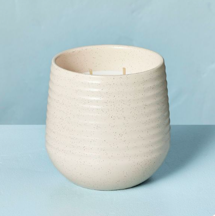 Ridged Ceramic Citronella Jar Candle