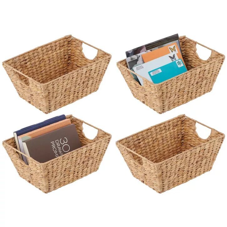 mDesign Hyacinth Home Storage Basket for Cube Furniture, 4 Pack