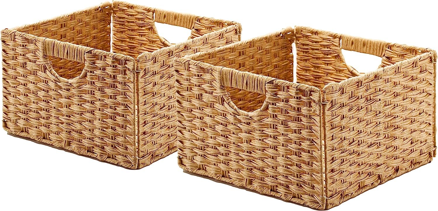 Seville Classics Premium Hand Woven Portable Laundry Bin Basket with Built-in Handles