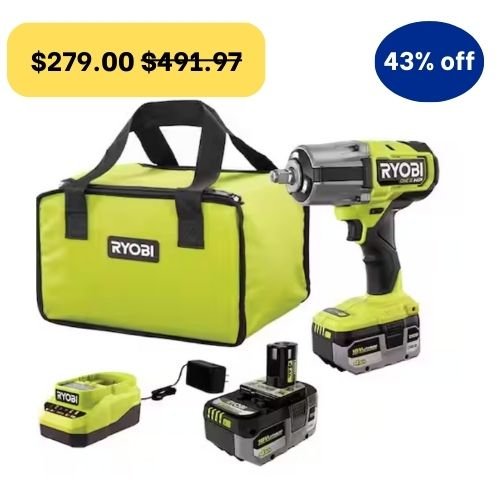 RYOBI ONE+ HP 18V Brushless Cordless 4-Mode 1/2 in. High Torque Impact Wrench Kit with (2) 4.0 Ah Batteries and Charger