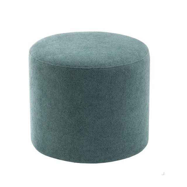 19" Round Pouf - Dark Teal Boucle Performance Fabric