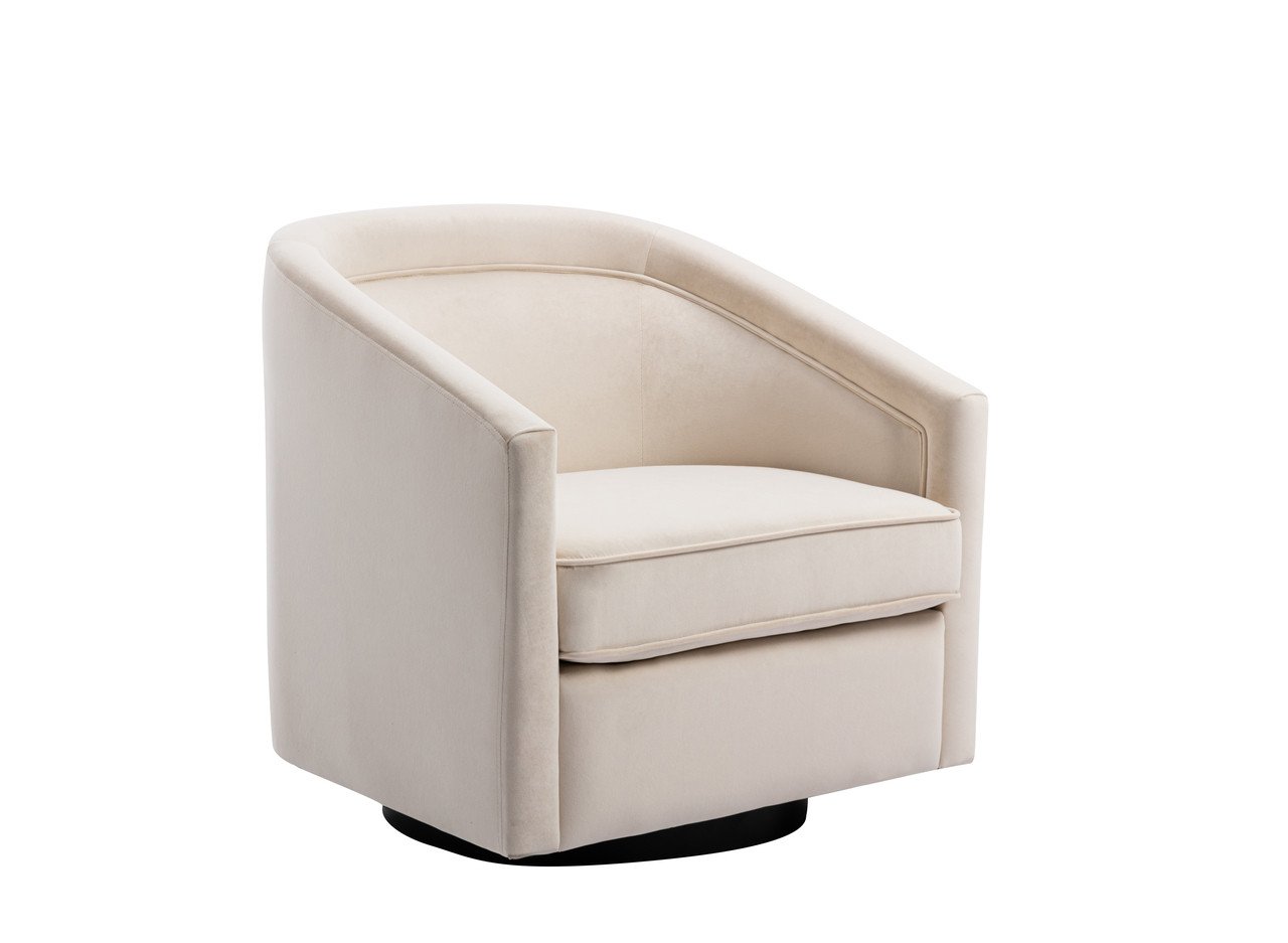 Classic Barrel Swivel Chair - Cream Velvet