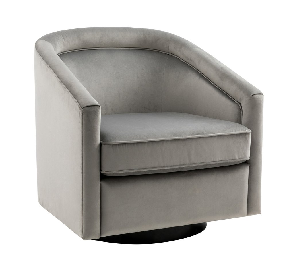 Classic Barrel Swivel Chair - Gray Velvet