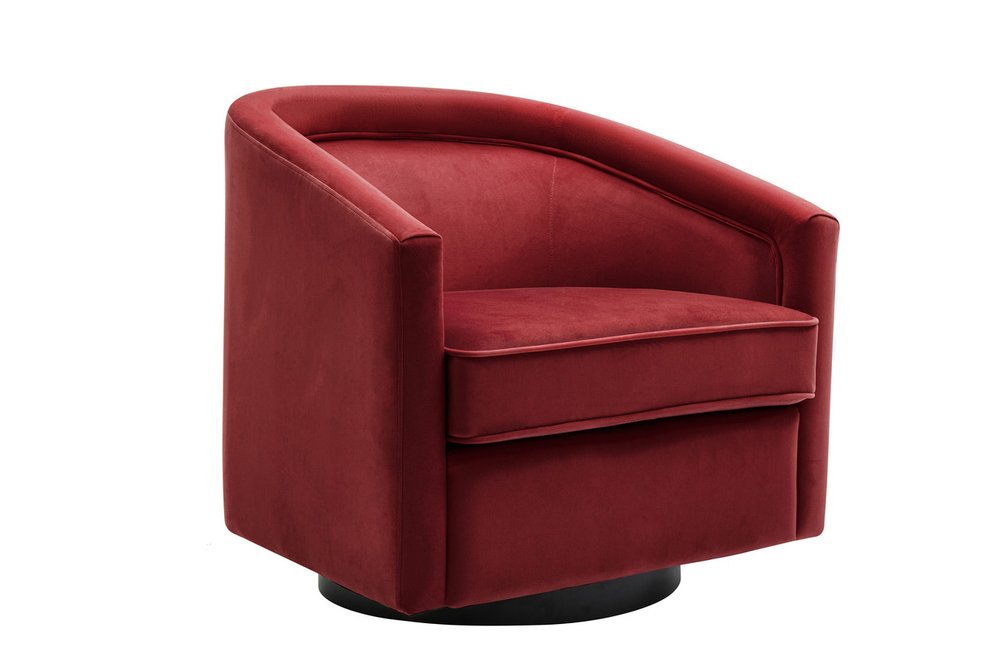 Classic Barrel Swivel Chair - Sienna Red Velvet