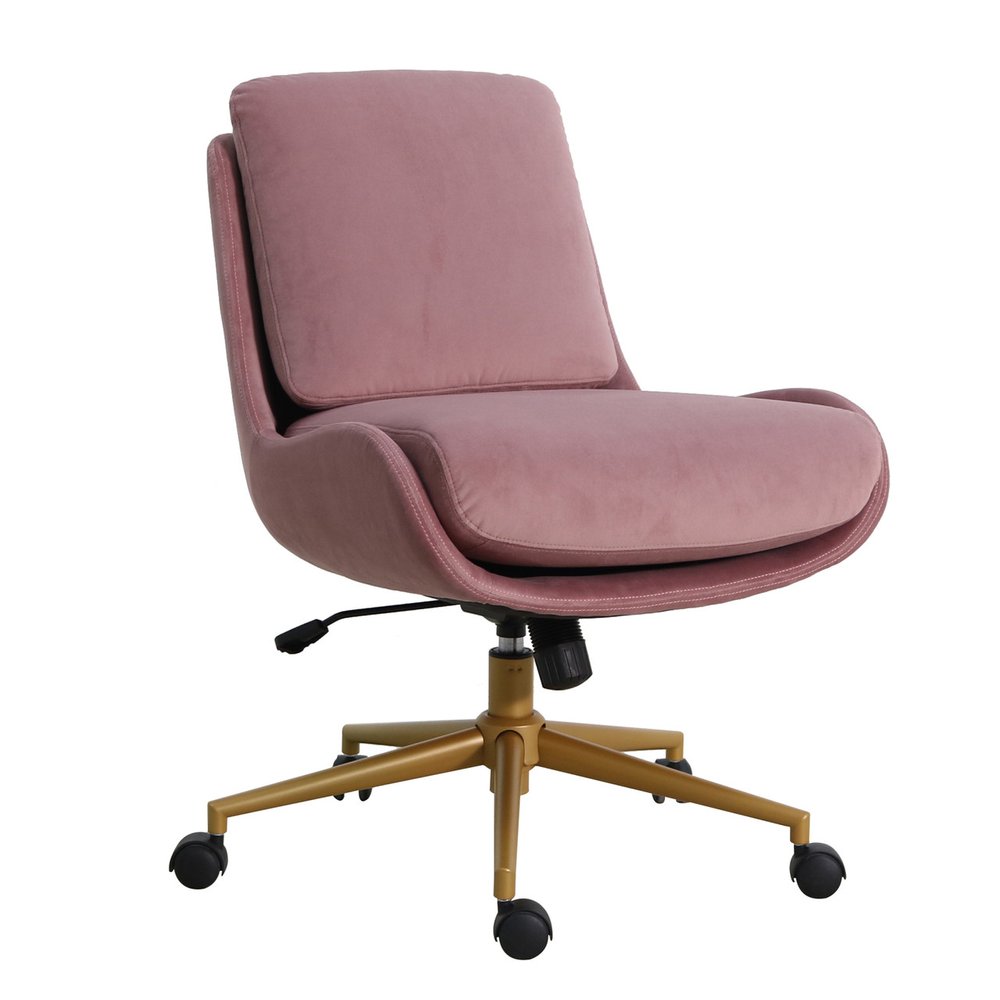 Modern Armless Office Chair - Pink Velvet