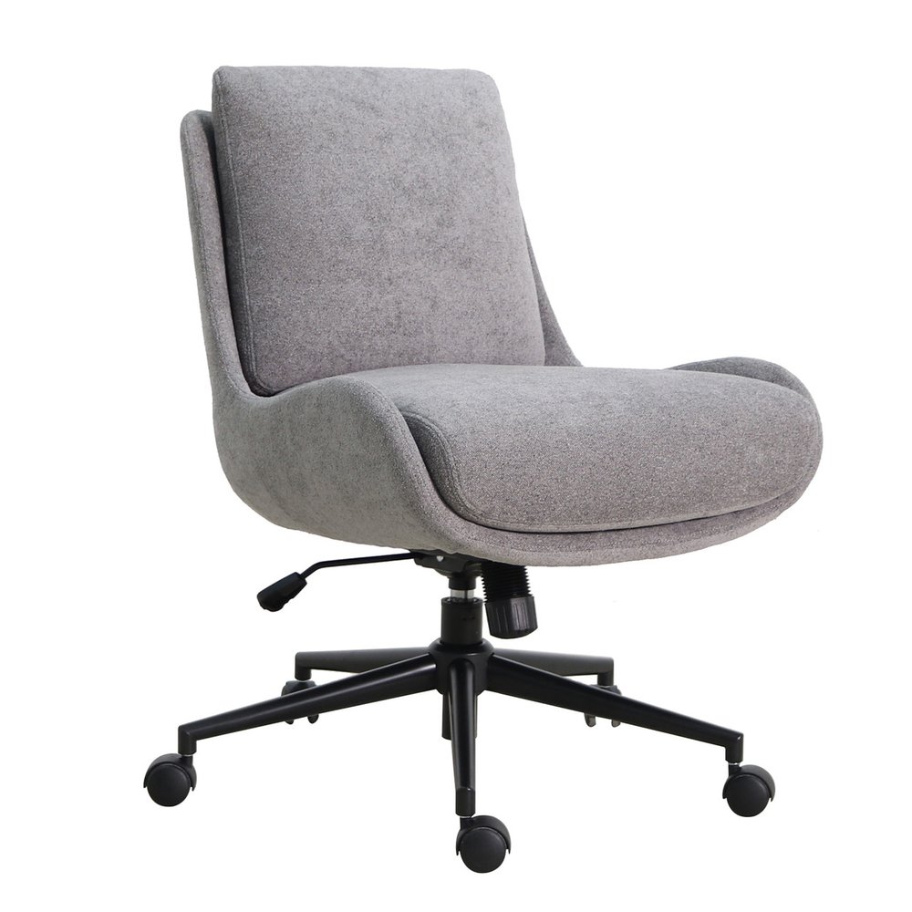 Modern Armless Office Chair - Dark Gray Boucle Performance Fabric
