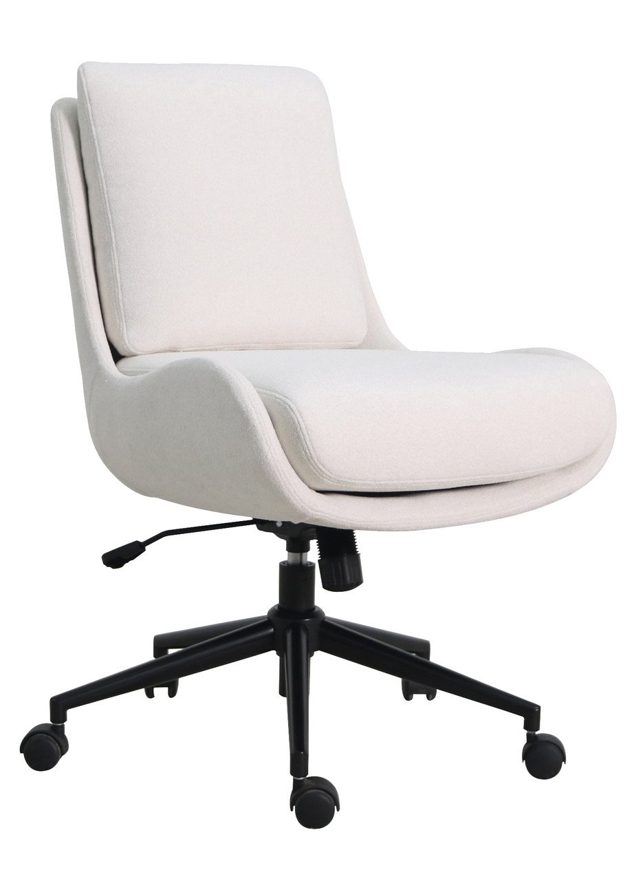 Modern Armless Office Chair - Cream Boucle Performance Fabric