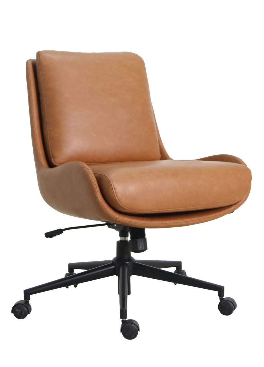 Modern Armless Office Chair - Camel Faux Leather