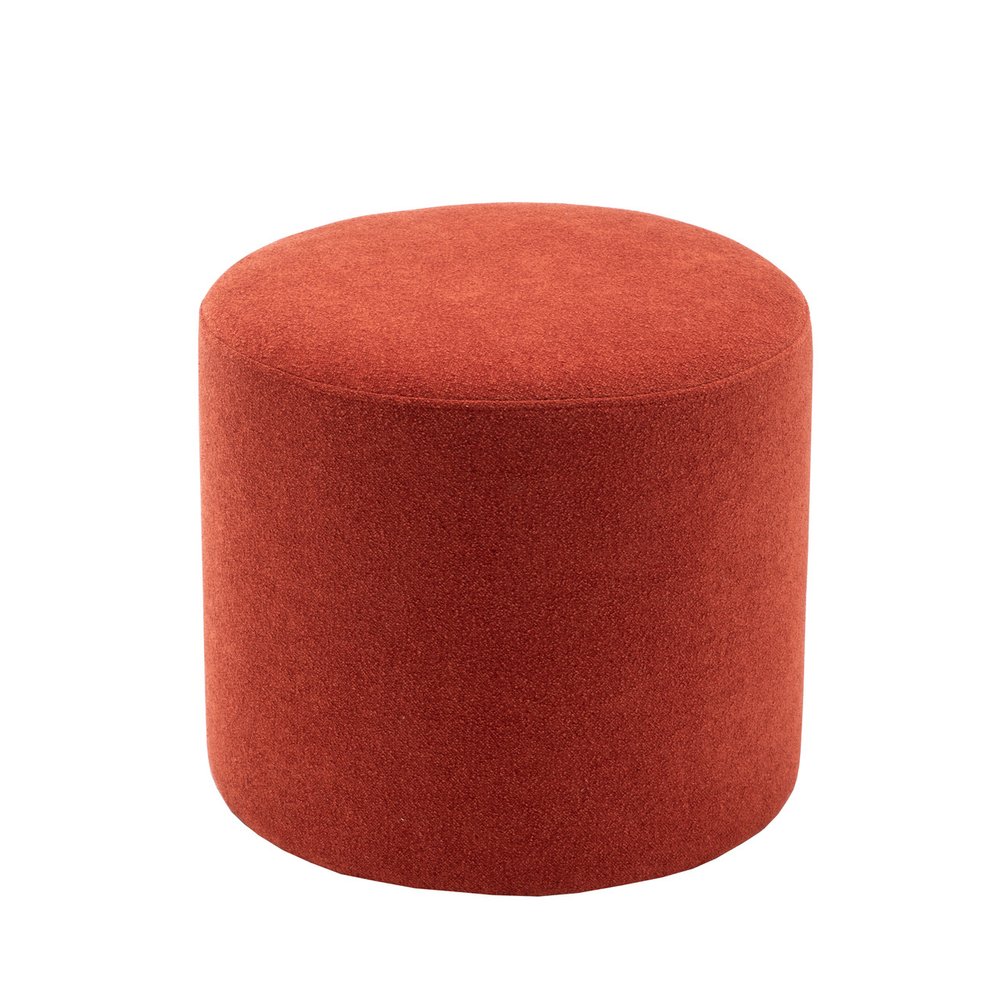 19" Round Pouf - Rust Boucle Performance Fabric