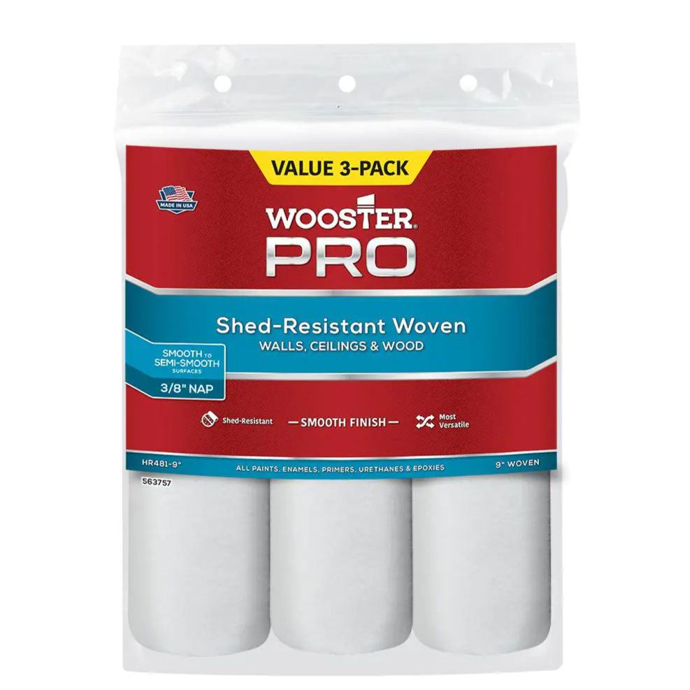 Wooster 9 in. x 3/8 in. High-Density Woven Roller Cover (3-Pack)
