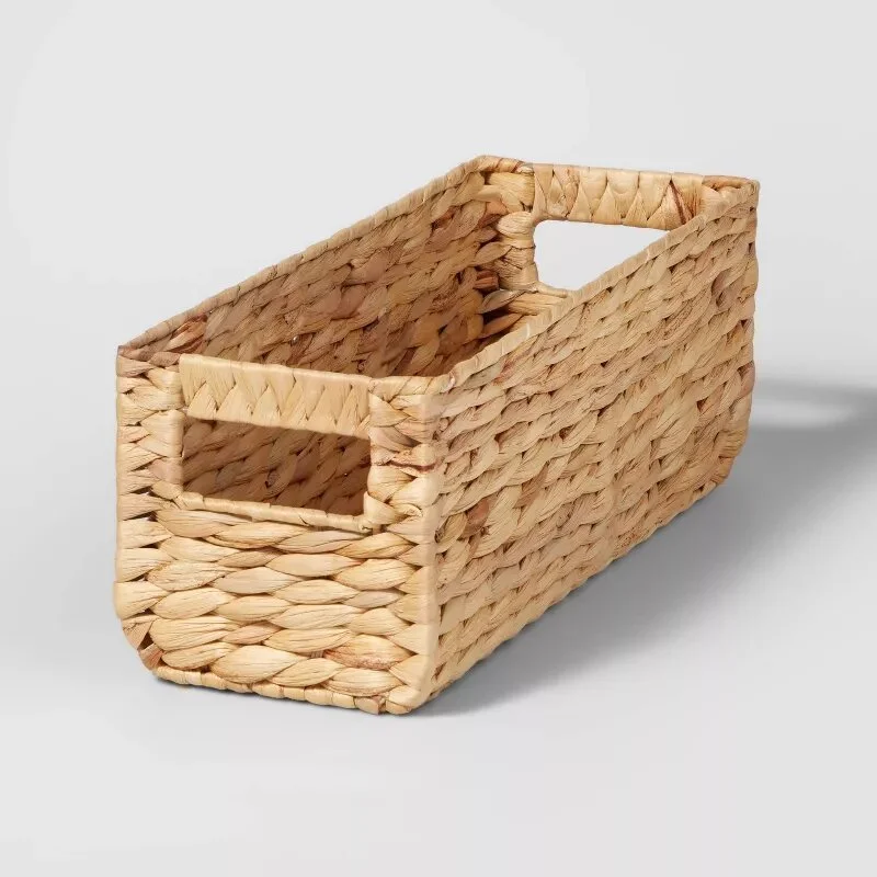 16" x 6" x 6" Woven Water Hyacinth Rectangular Basket