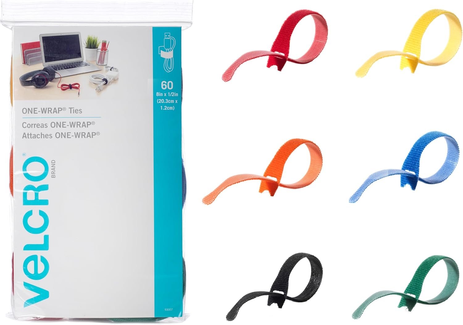 VELCRO Brand ONE-WRAP Cable Ties | 60Pk