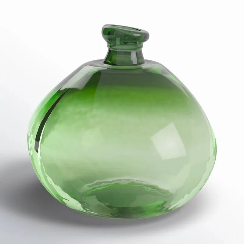 Arnell Recycled Glass Handmade Spanish Bottle Decorative Green Vase
