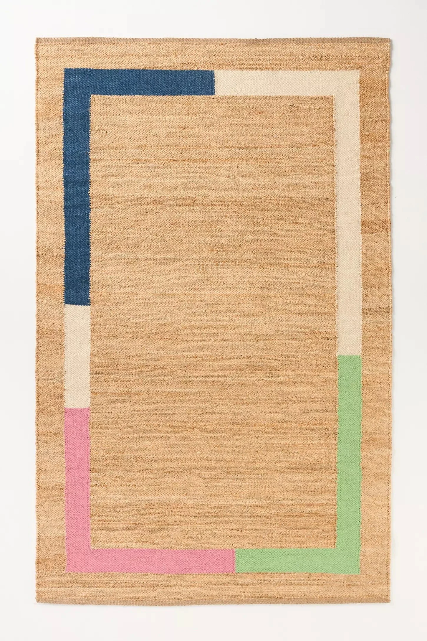 Vela Flatwoven Jute Colorblock-Border Rug