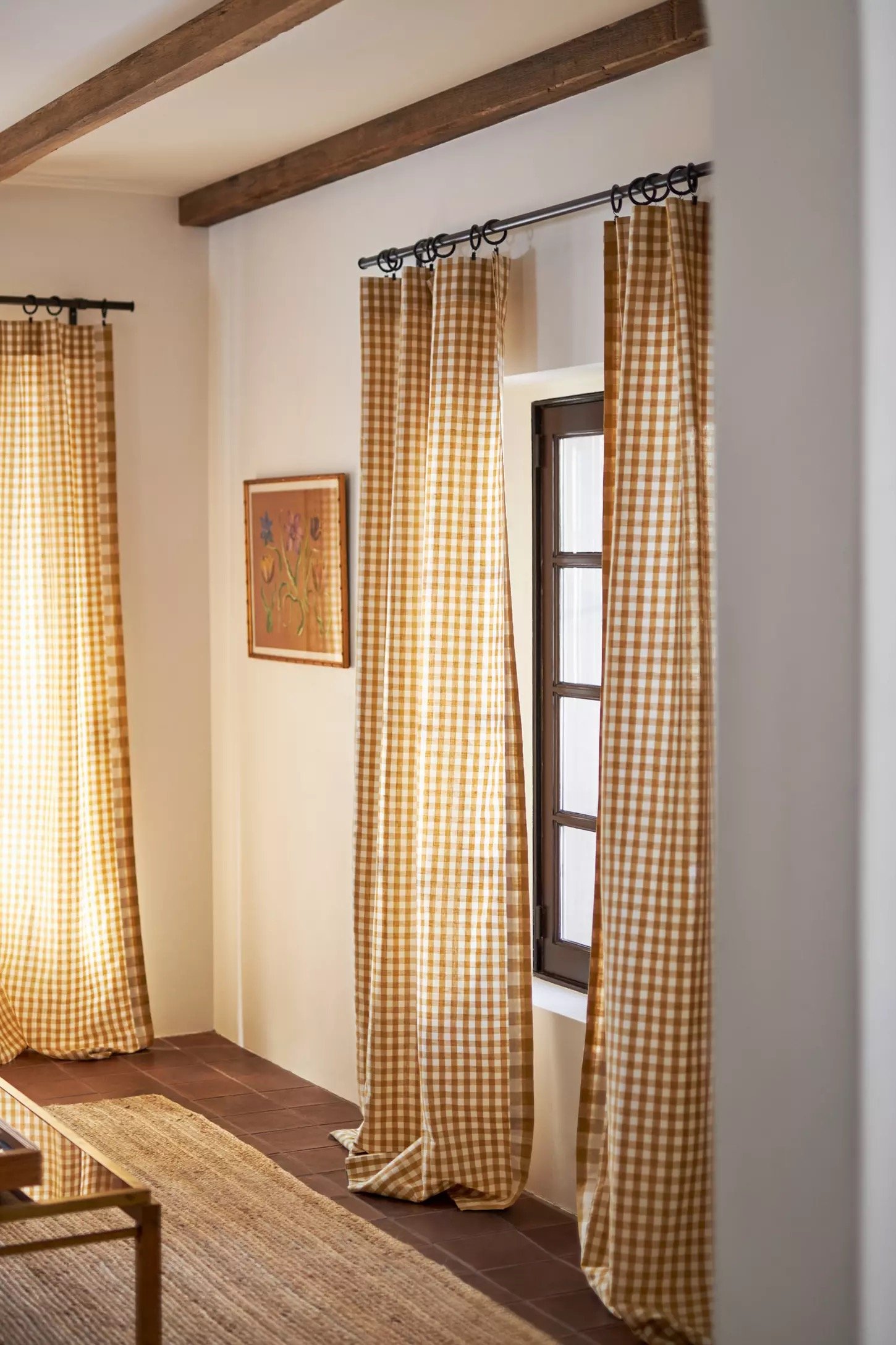 Cotton Linen Gingham Curtain