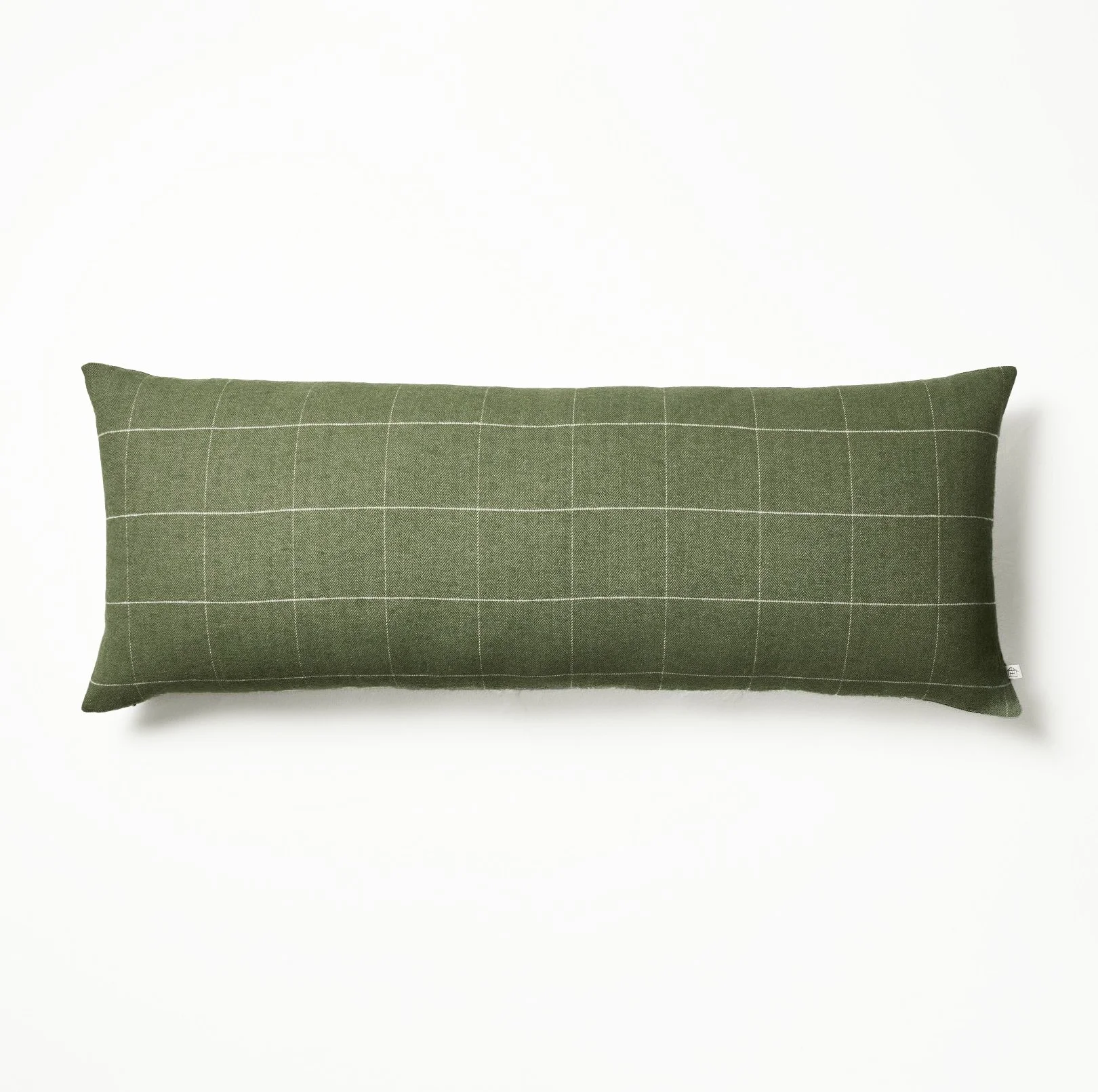 14"x36" Windowpane Plaid Oblong Bed Pillow Dark Green