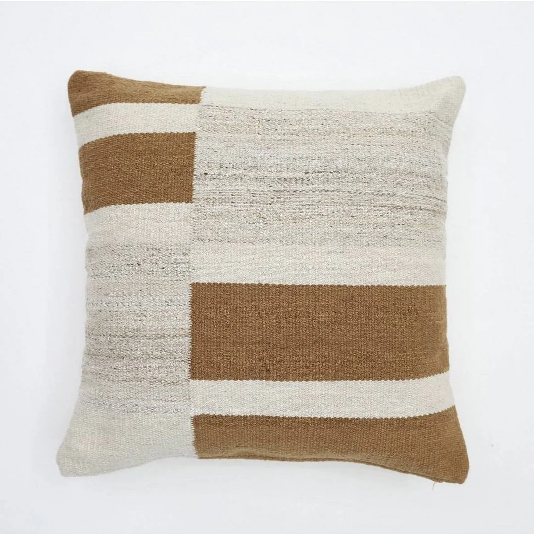 Oversized Blocked Woven Square Throw Pillow