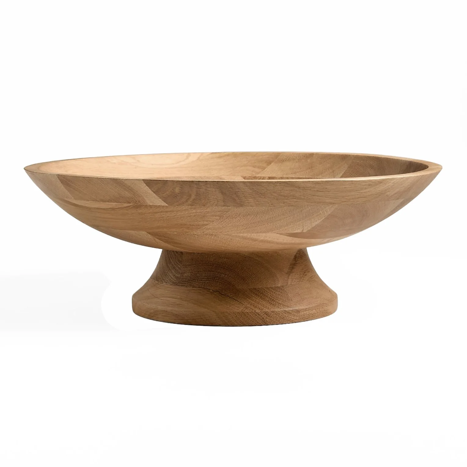 Madeira Oak Wood Tall Footed Serving Bowl