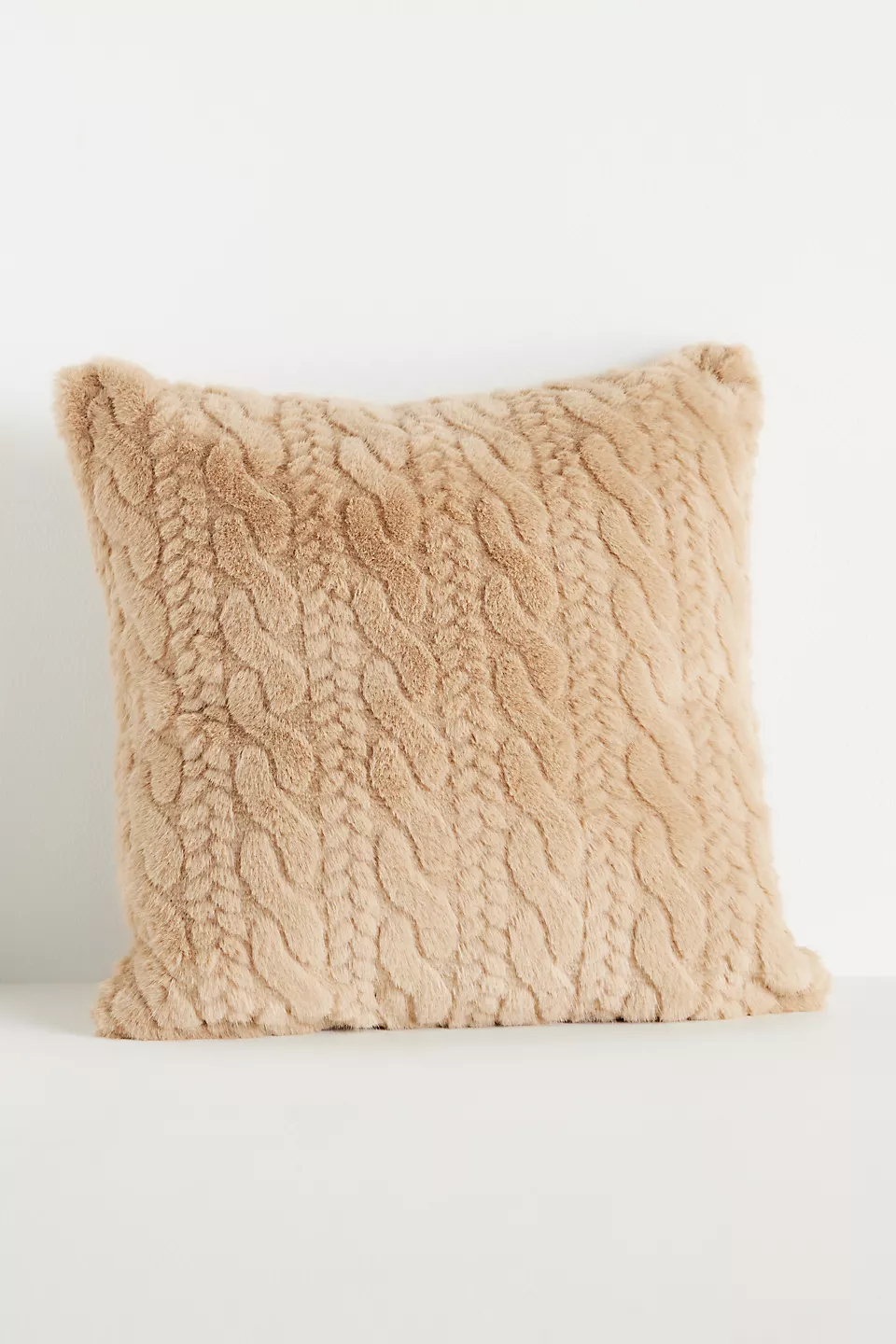 Faux Fur Cable-Knit Sweater Pillow