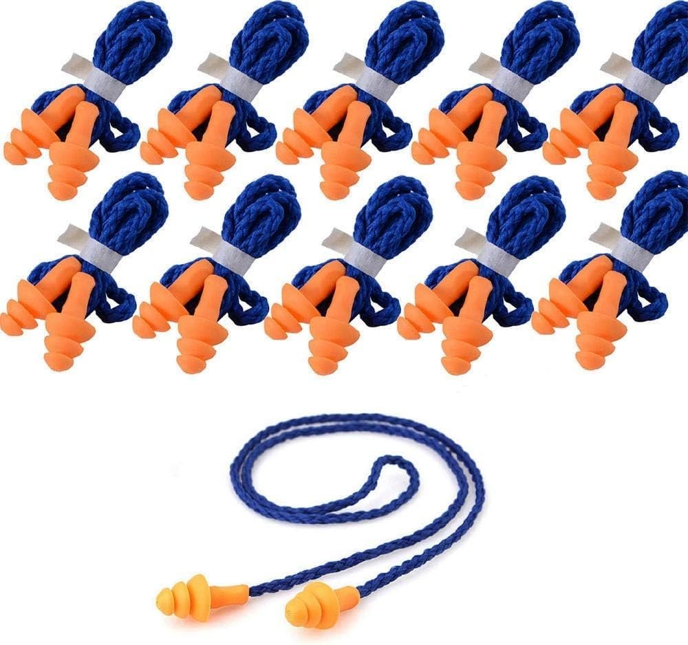 10 Pair Corded Reusable Ear Plugs
