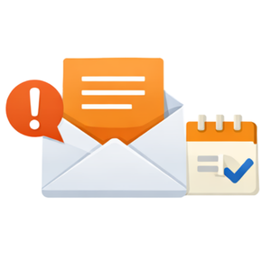 An MKON employee in a blue and orange jacket with 'MKON' written on it, holding a clipboard, with snow-capped Alberta mountains and three trucks in the background. The image is divided with labels showing Calgary, Edmonton, Lethbridge, and Red Deer.