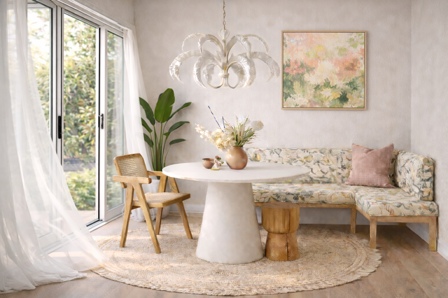A Modern Tropical Dining Nook with boutique-stay energy .