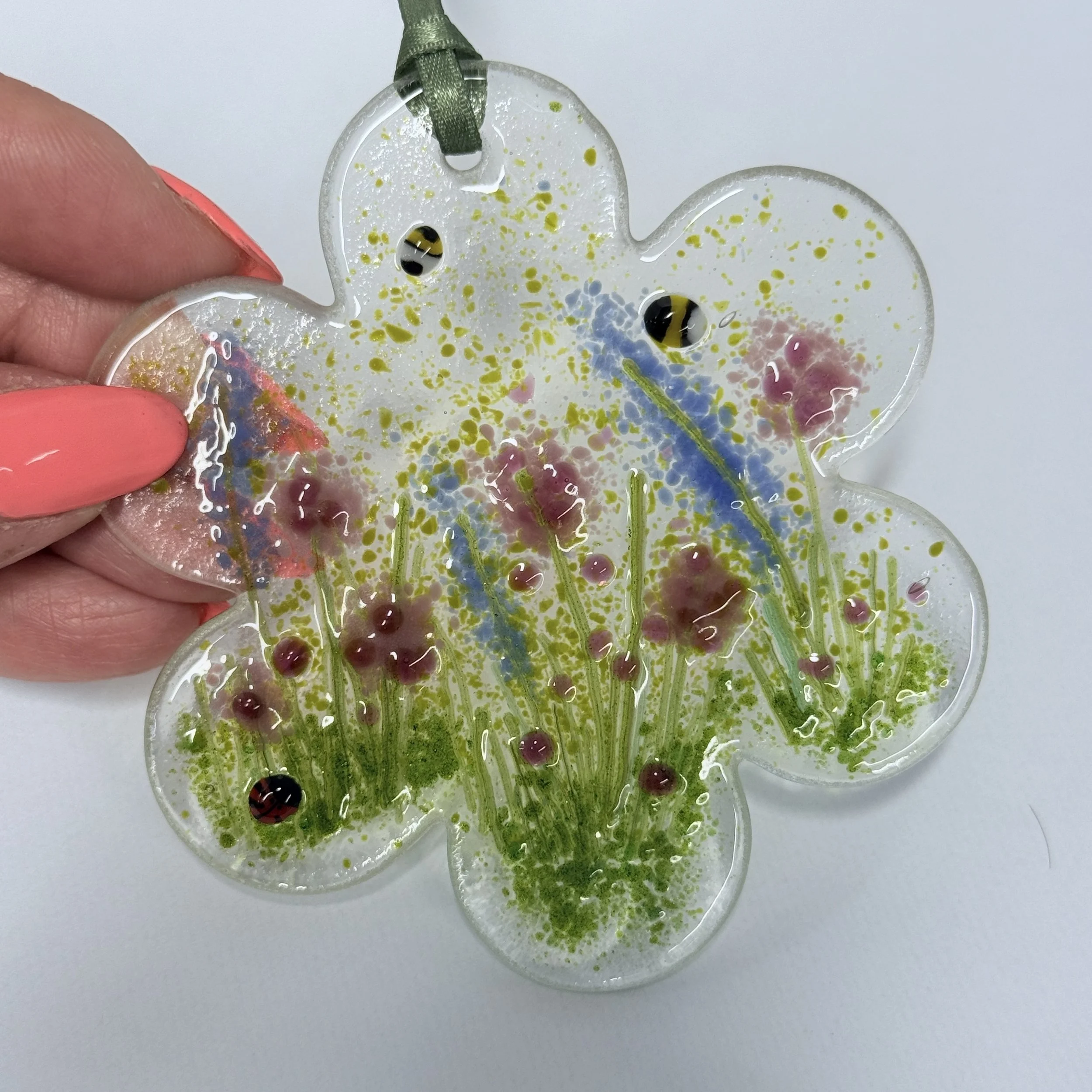 Flower-Shaped Fused Glass Light Catcher