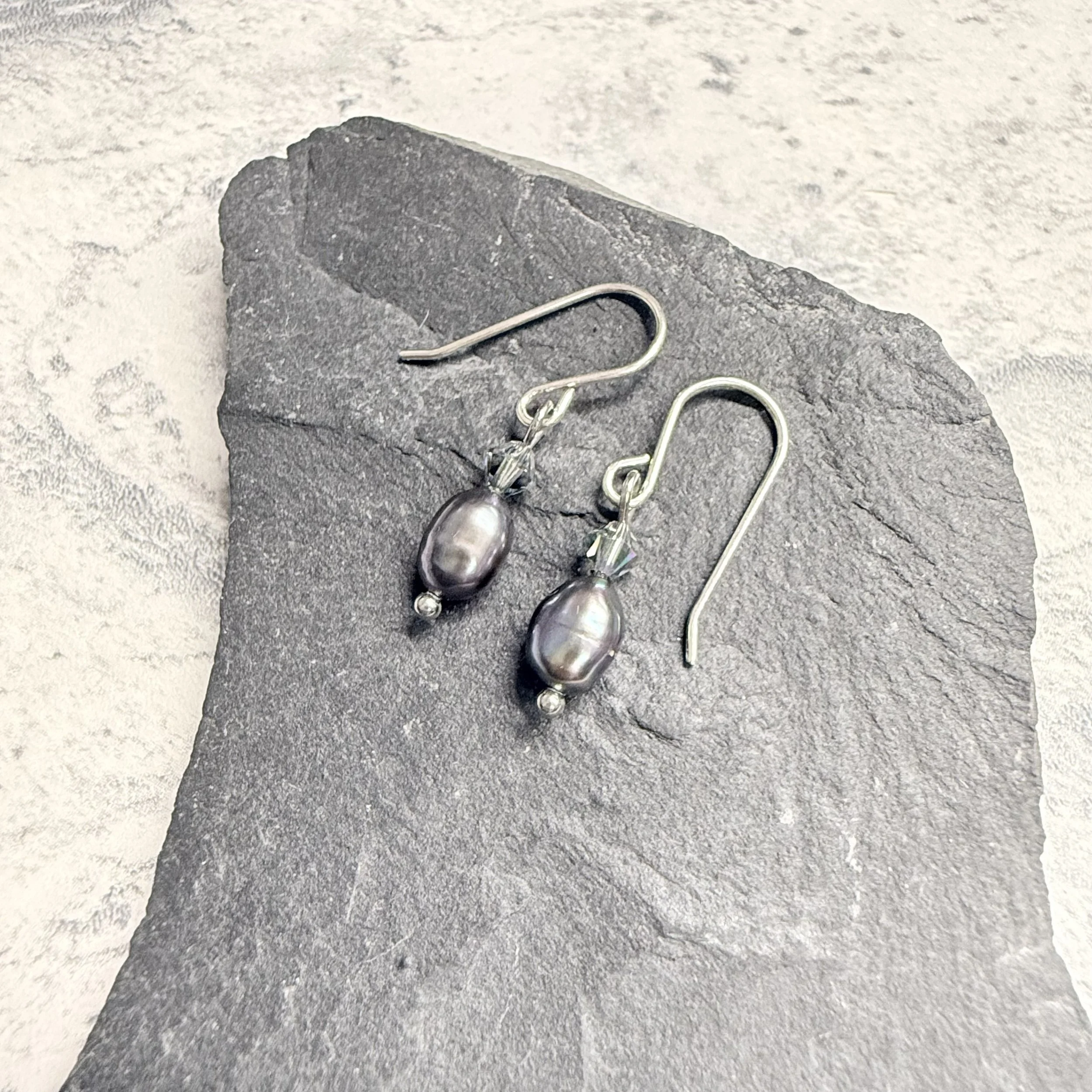 Freshwater peacock pearls on sterling silver earwires