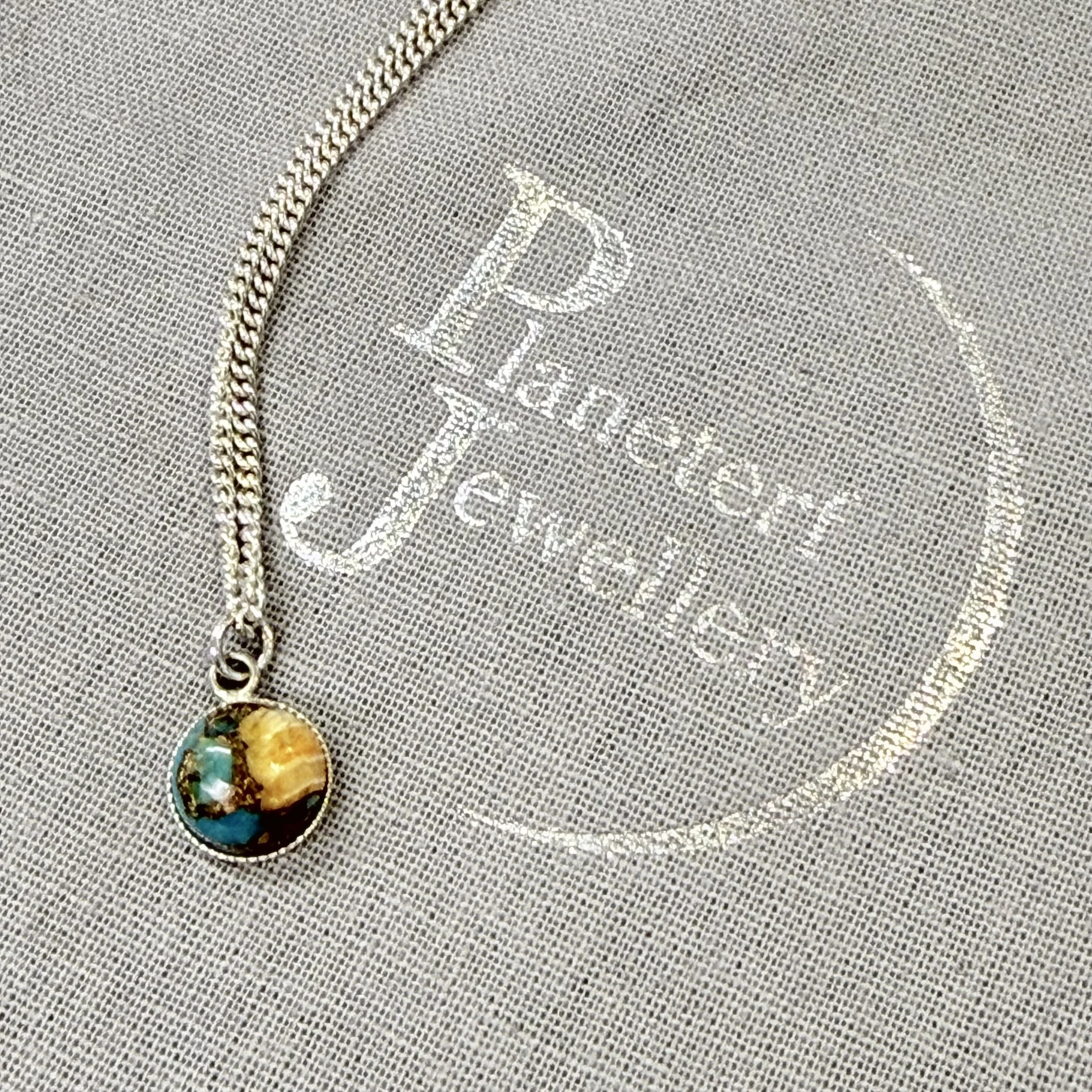 Mojave copper turquoise on sterling silver chain