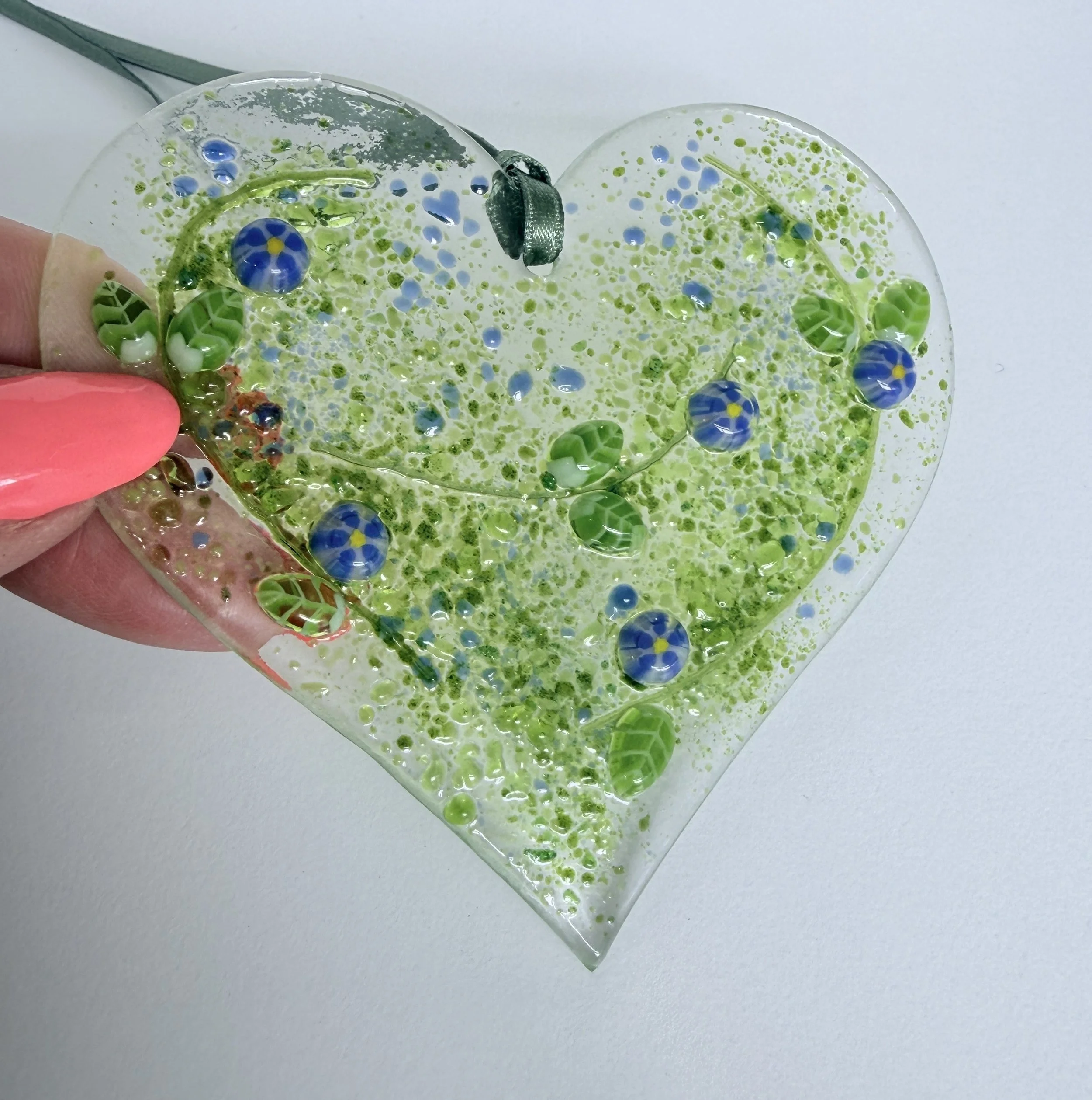 Fused Glass Heart Lightcatcher