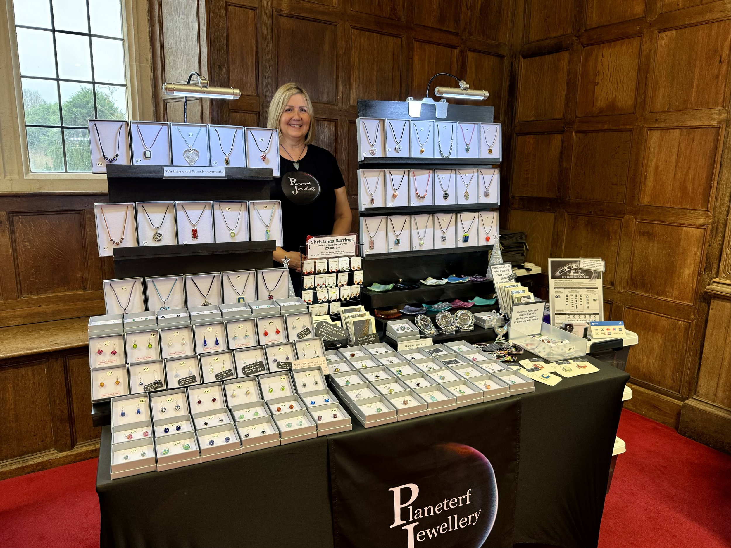 The Christmas market in beautiful Shaw House, a grade I listed building in Newbury on 1st December 2024