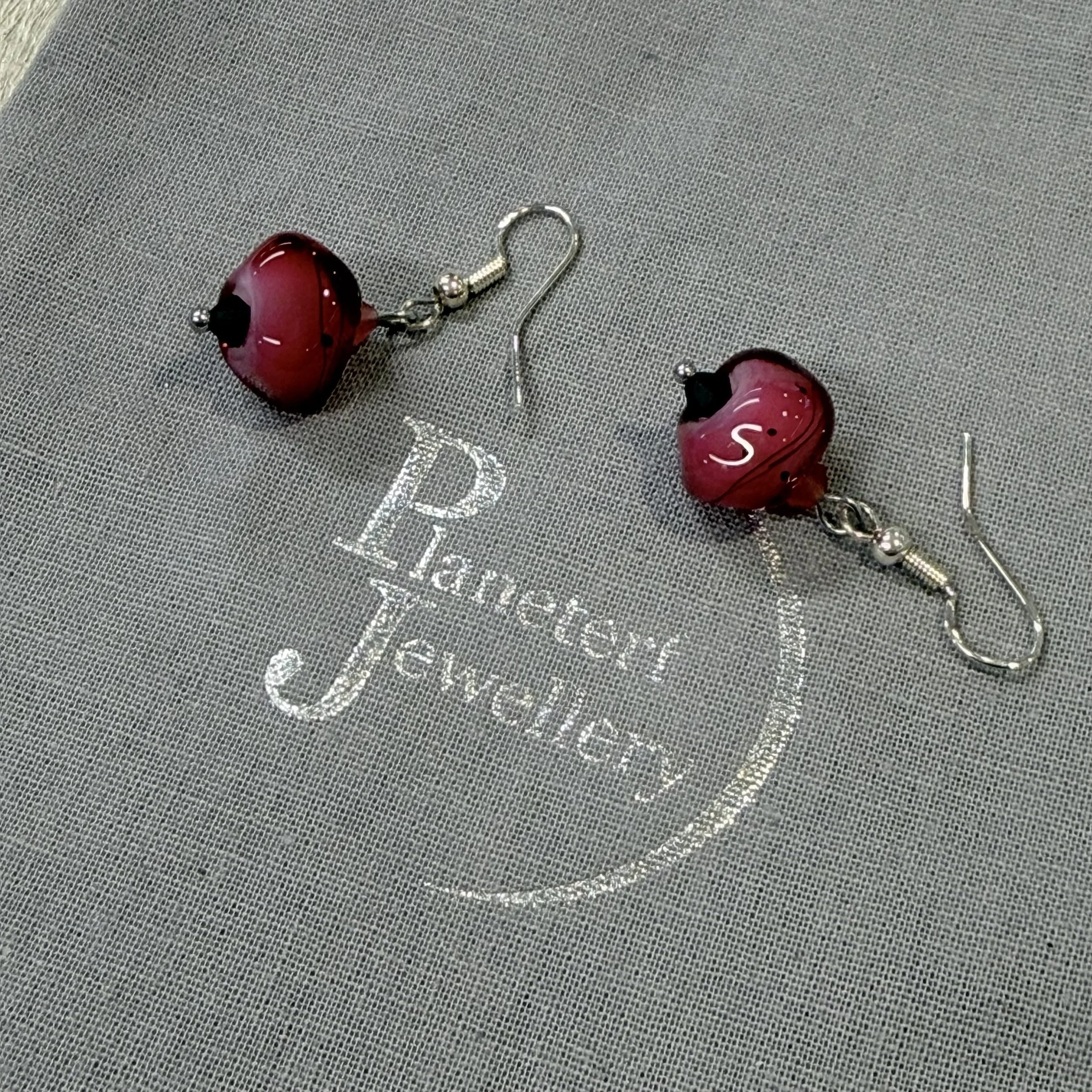 Pink lampwork beads on sterling silver earwires