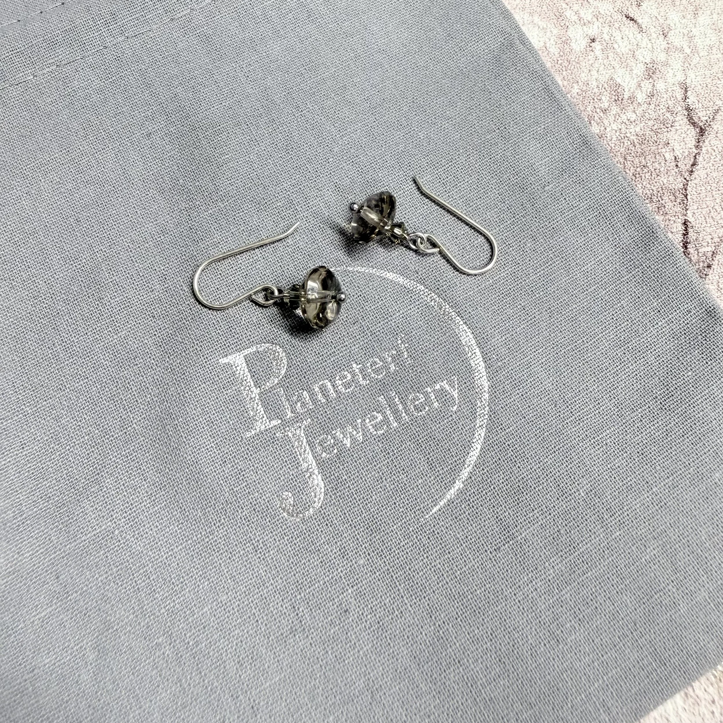 Smoky quartz on sterling silver earwires
