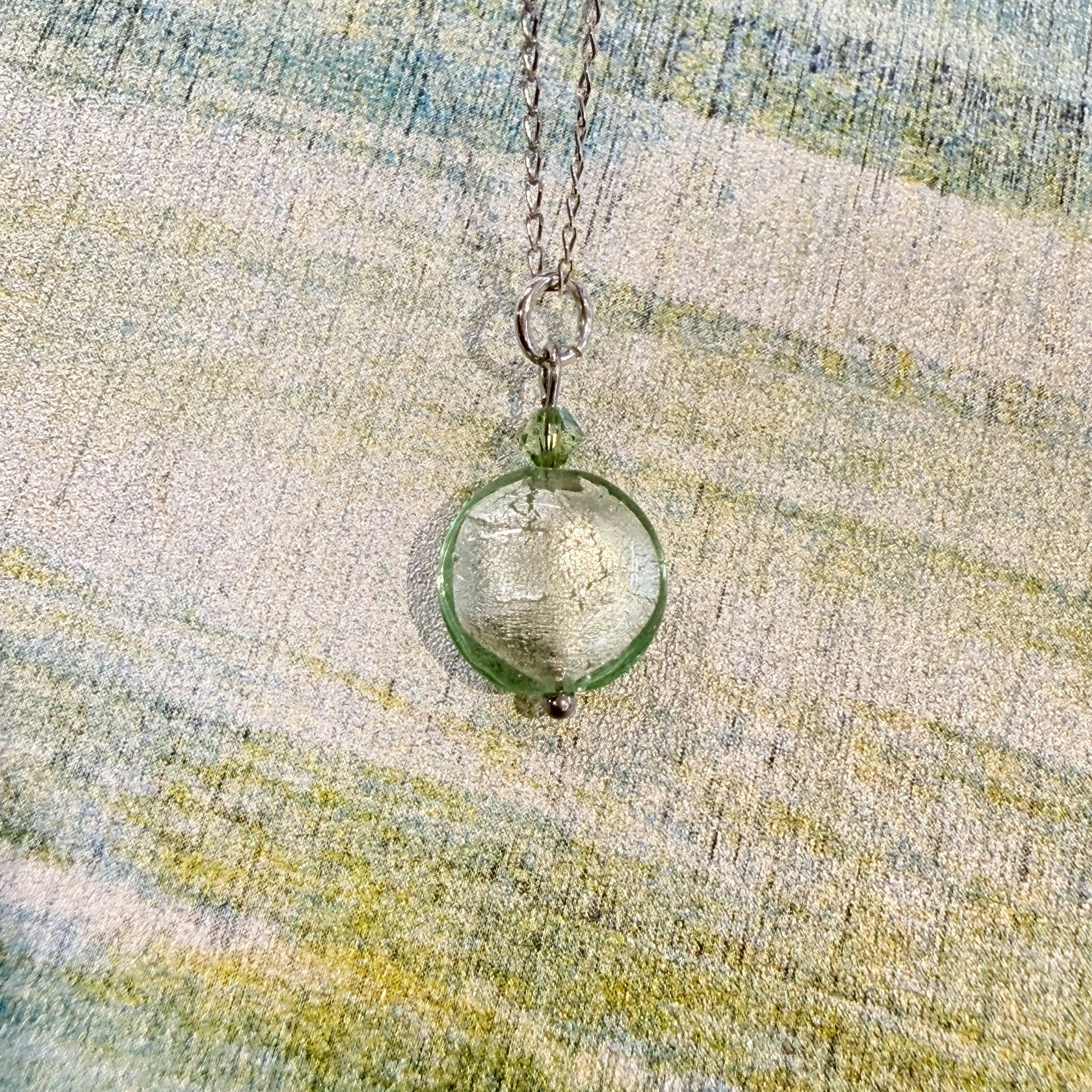 Mint green Murano on sterling silver chain