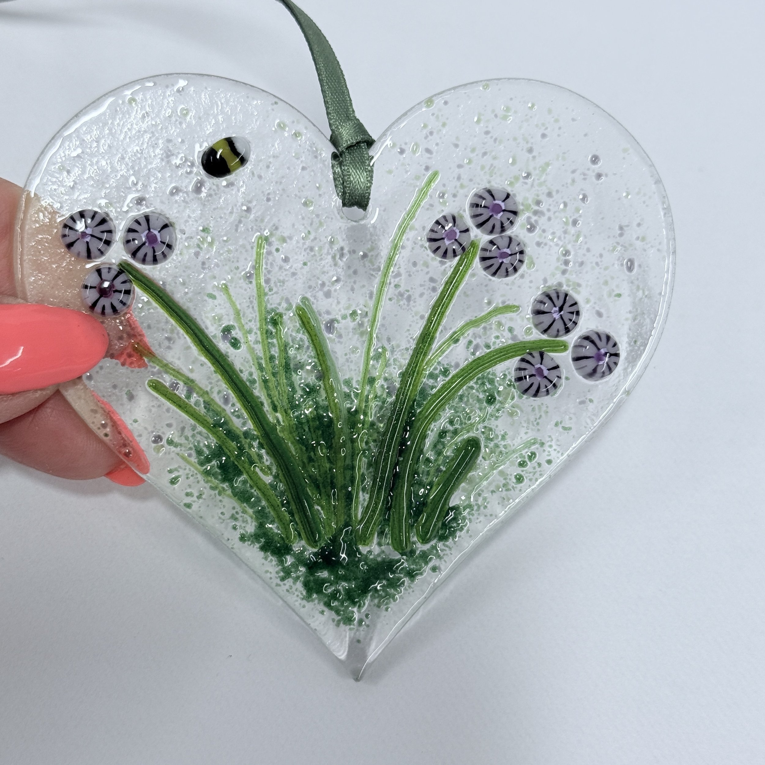 Fused Glass Heart Light Catcher