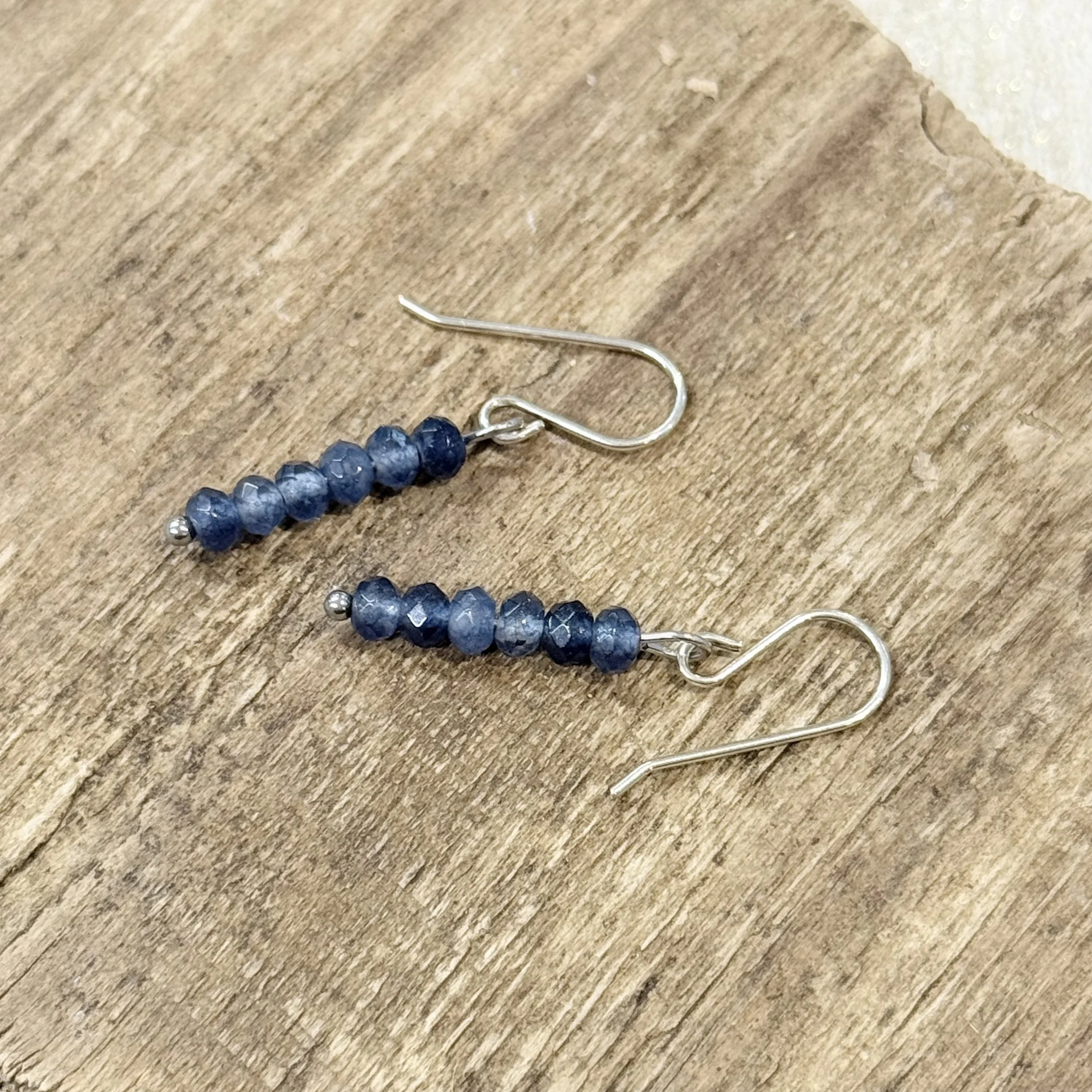 Blue dyed jade on sterling silver earwires