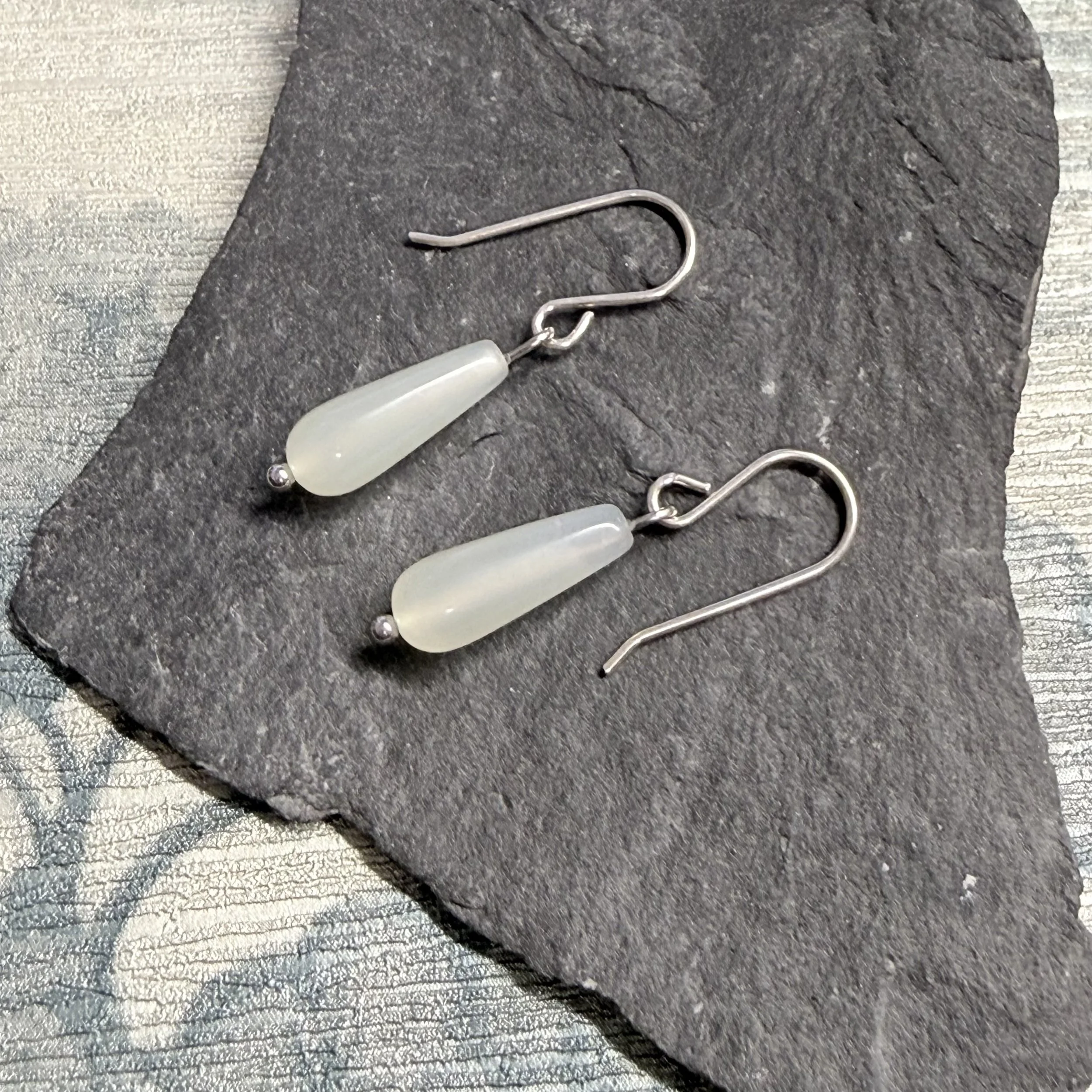 Jade drops on sterling silver earwires