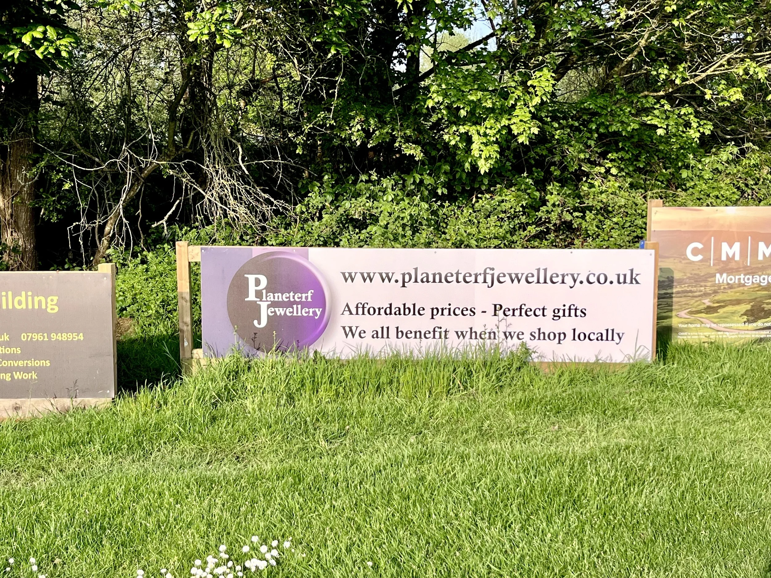 Our sponsorship board at Yateley Cricket Club, Yateley, Hampshire