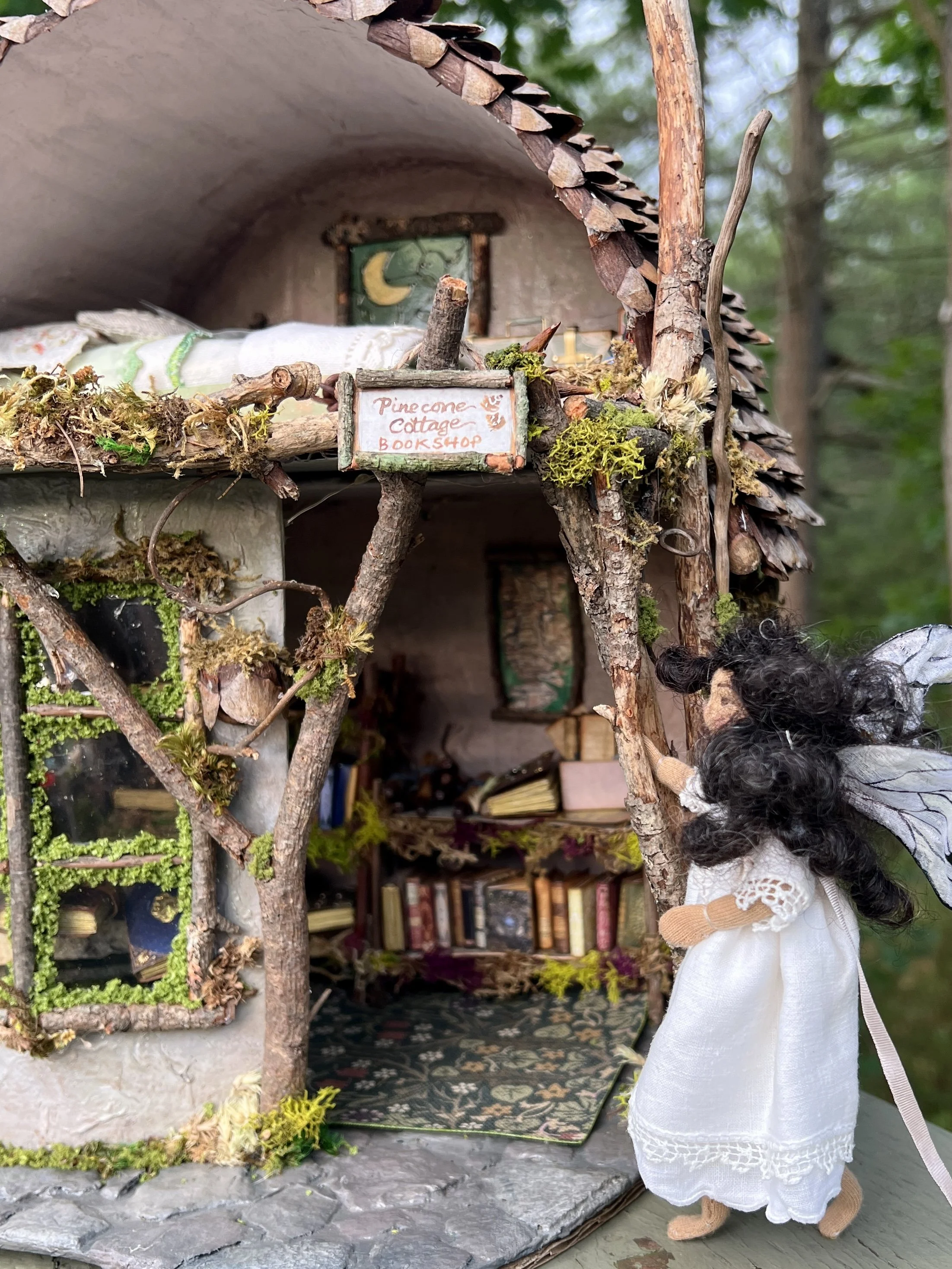 One of a kind, handmade, upcycled and natural materials, fairy doll house